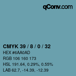 カラーコード: CMYK 39 / 8 / 0 / 32 | qconv.com