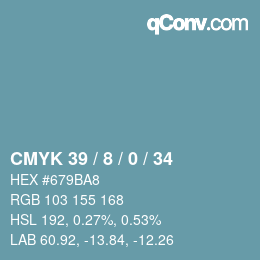 カラーコード: CMYK 39 / 8 / 0 / 34 | qconv.com