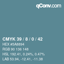 カラーコード: CMYK 39 / 8 / 0 / 42 | qconv.com