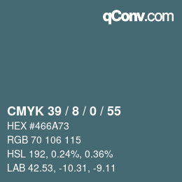 カラーコード: CMYK 39 / 8 / 0 / 55 | qconv.com