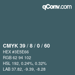 カラーコード: CMYK 39 / 8 / 0 / 60 | qconv.com