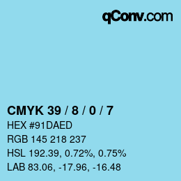 颜色代码: CMYK 39 / 8 / 0 / 7 | qconv.com
