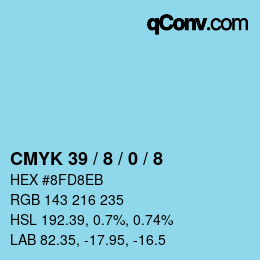 Código de color: CMYK 39 / 8 / 0 / 8 | qconv.com