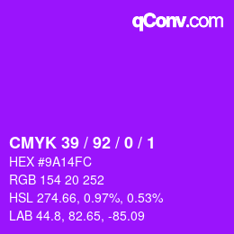 颜色代码: CMYK 39 / 92 / 0 / 1 | qconv.com