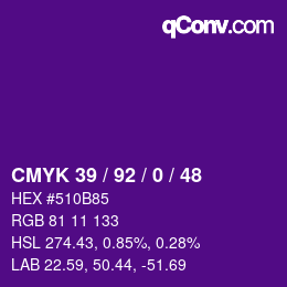 颜色代码: CMYK 39 / 92 / 0 / 48 | qconv.com