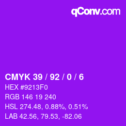 颜色代码: CMYK 39 / 92 / 0 / 6 | qconv.com