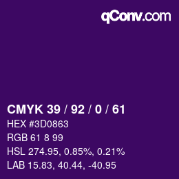 カラーコード: CMYK 39 / 92 / 0 / 61 | qconv.com
