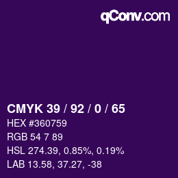Farbcode: CMYK 39 / 92 / 0 / 65 | qconv.com