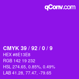 カラーコード: CMYK 39 / 92 / 0 / 9 | qconv.com