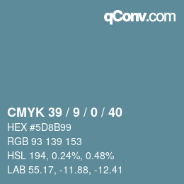 Farbcode: CMYK 39 / 9 / 0 / 40 | qconv.com