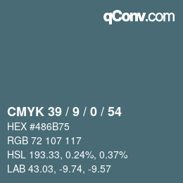 颜色代码: CMYK 39 / 9 / 0 / 54 | qconv.com