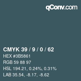Farbcode: CMYK 39 / 9 / 0 / 62 | qconv.com