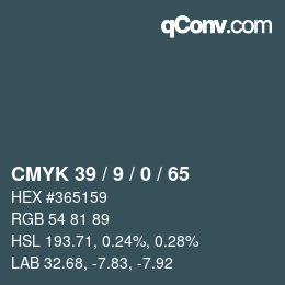 Farbcode: CMYK 39 / 9 / 0 / 65 | qconv.com