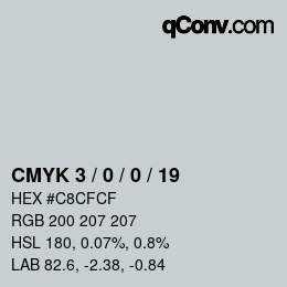 カラーコード: CMYK 3 / 0 / 0 / 19 | qconv.com