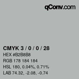 カラーコード: CMYK 3 / 0 / 0 / 28 | qconv.com