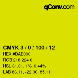 Color code: CMYK 3 / 0 / 100 / 12 | qconv.com
