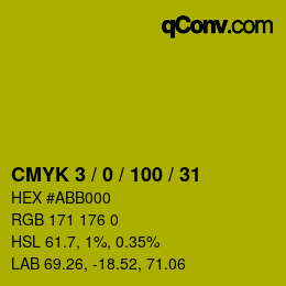 Color code: CMYK 3 / 0 / 100 / 31 | qconv.com