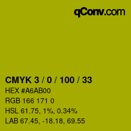 Color code: CMYK 3 / 0 / 100 / 33 | qconv.com