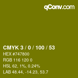 颜色代码: CMYK 3 / 0 / 100 / 53 | qconv.com