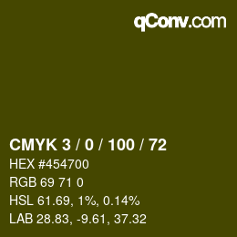 Color code: CMYK 3 / 0 / 100 / 72 | qconv.com