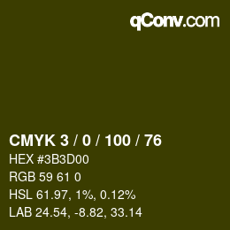 颜色代码: CMYK 3 / 0 / 100 / 76 | qconv.com