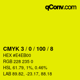 颜色代码: CMYK 3 / 0 / 100 / 8 | qconv.com