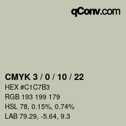 カラーコード: CMYK 3 / 0 / 10 / 22 | qconv.com