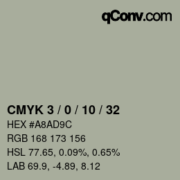 カラーコード: CMYK 3 / 0 / 10 / 32 | qconv.com