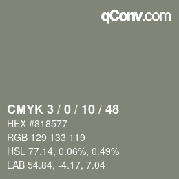 カラーコード: CMYK 3 / 0 / 10 / 48 | qconv.com