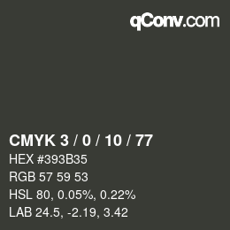 Color code: CMYK 3 / 0 / 10 / 77 | qconv.com