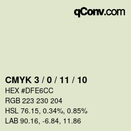 カラーコード: CMYK 3 / 0 / 11 / 10 | qconv.com
