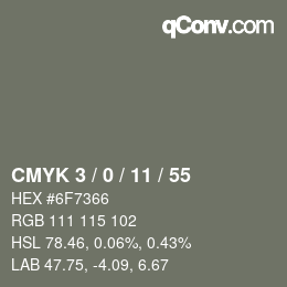 Color code: CMYK 3 / 0 / 11 / 55 | qconv.com