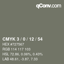 Color code: CMYK 3 / 0 / 12 / 54 | qconv.com