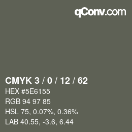 カラーコード: CMYK 3 / 0 / 12 / 62 | qconv.com