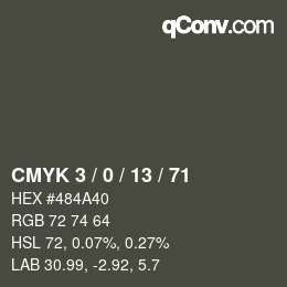 カラーコード: CMYK 3 / 0 / 13 / 71 | qconv.com