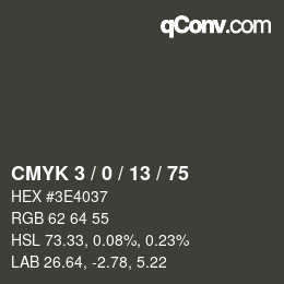 カラーコード: CMYK 3 / 0 / 13 / 75 | qconv.com
