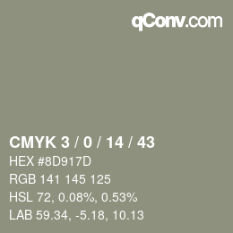 カラーコード: CMYK 3 / 0 / 14 / 43 | qconv.com