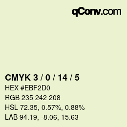 カラーコード: CMYK 3 / 0 / 14 / 5 | qconv.com