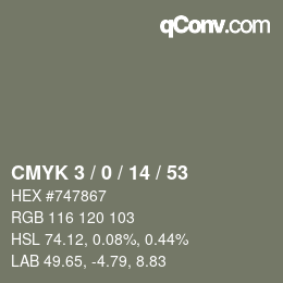 カラーコード: CMYK 3 / 0 / 14 / 53 | qconv.com