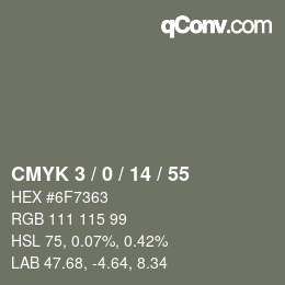 颜色代码: CMYK 3 / 0 / 14 / 55 | qconv.com