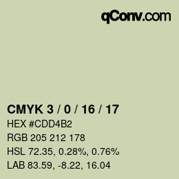 カラーコード: CMYK 3 / 0 / 16 / 17 | qconv.com