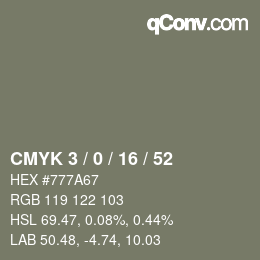 颜色代码: CMYK 3 / 0 / 16 / 52 | qconv.com