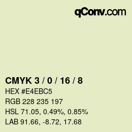 カラーコード: CMYK 3 / 0 / 16 / 8 | qconv.com