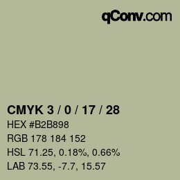 Farbcode: CMYK 3 / 0 / 17 / 28 | qconv.com