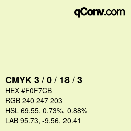 カラーコード: CMYK 3 / 0 / 18 / 3 | qconv.com
