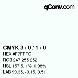 カラーコード: CMYK 3 / 0 / 1 / 0 | qconv.com