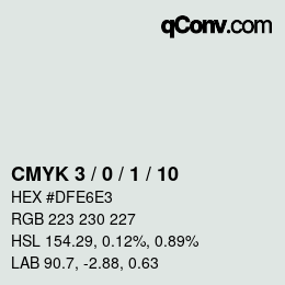 カラーコード: CMYK 3 / 0 / 1 / 10 | qconv.com