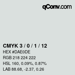カラーコード: CMYK 3 / 0 / 1 / 12 | qconv.com
