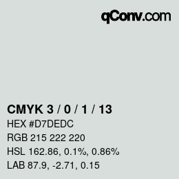 颜色代码: CMYK 3 / 0 / 1 / 13 | qconv.com