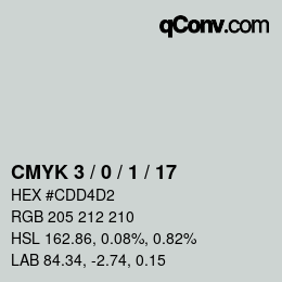 Color code: CMYK 3 / 0 / 1 / 17 | qconv.com